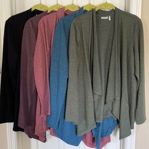 A261065 LOGO by Lori Goldstein French Terry Open Front Cardigan Lot of 5